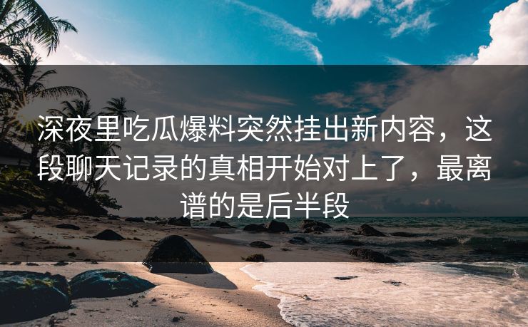 深夜里吃瓜爆料突然挂出新内容，这段聊天记录的真相开始对上了，最离谱的是后半段